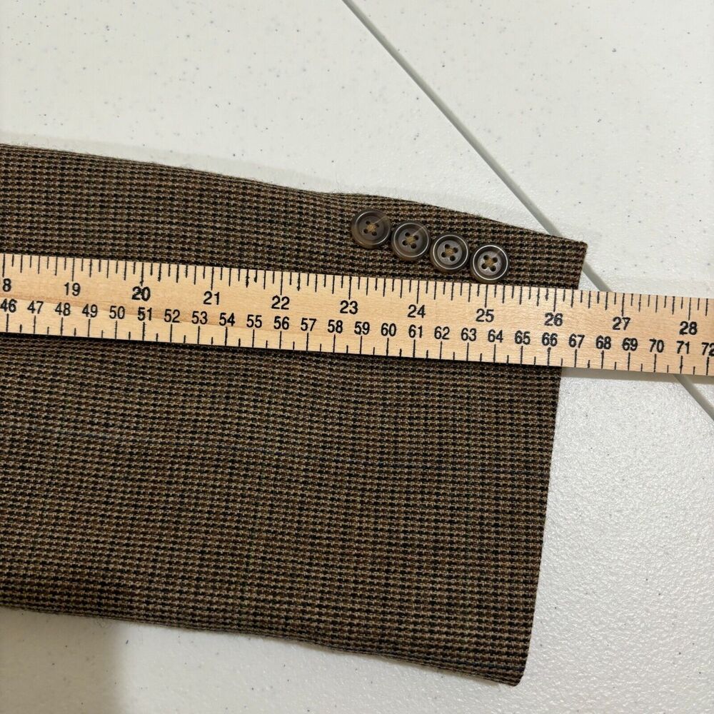 Chaps Ralph Lauren Men's Brown Check 100% Wool Sport Coat Blazer 48L 2-Button - Picture 14 of 14